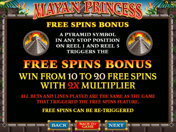 Mayan Princess bonus screenshot