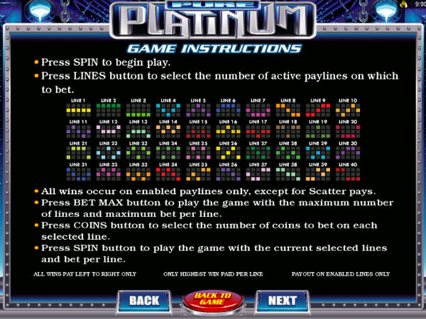 Pure Platinum instructions screenshot